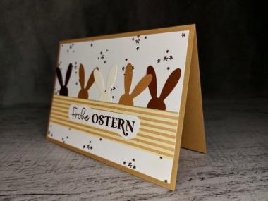Grußkarte Frohe Ostern Ohren Streifen handgemacht
